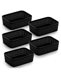 Cesta de Plástico Tejida BINO XS Negra - Paquete de 5
