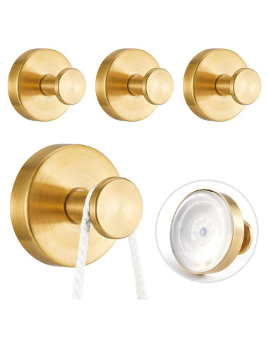 Ganchos de Ventosa para Ducha Pierpel - 4 Piezas Oro