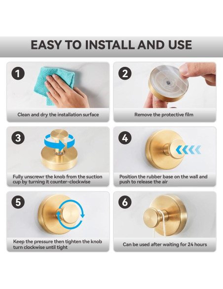 Ganchos de Ventosa para Ducha Pierpel - 4 Piezas Oro Ganchos de Ventosa para Ducha Pierpel - 4 Piezas Oro