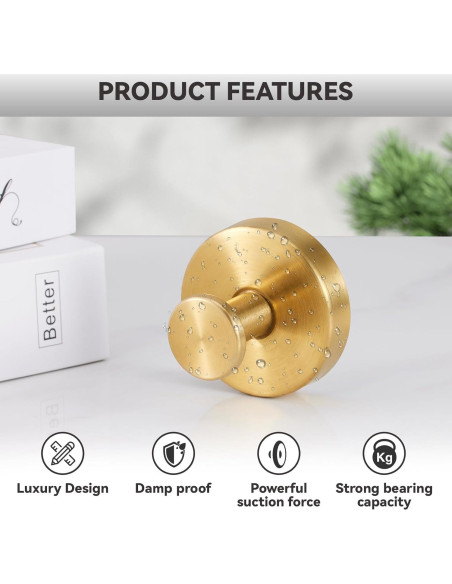Ganchos de Ventosa para Ducha Pierpel - 4 Piezas Oro Ganchos de Ventosa para Ducha Pierpel - 4 Piezas Oro