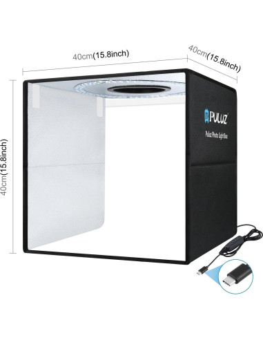 Caja de Luz Fotográfica PULUZ 40x40cm LED 160 luces 6 Fondos