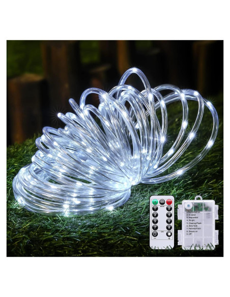 Luces de Cuerda a Batería JMEXSUSS 100 LED 10m Blanco Luces de Cuerda a Batería JMEXSUSS 100 LED 10m Blanco