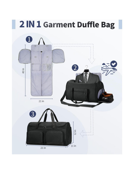 Bolsa de Ropa y Deporte ECOHUB 2-en-1 Negra 45L Bolsa de Ropa y Deporte ECOHUB 2-en-1 Negra 45L
