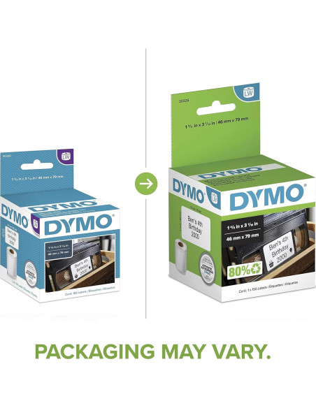 Etiquetas Multiusos DYMO 4.6x7.9 cm, Rollo de 150 Etiquetas Etiquetas Multiusos DYMO 4.6x7.9 cm, Rollo de 150 Etiquetas
