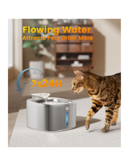 Fuente de Agua para Gatos Oneisall PW03 Acero Inoxidable 3.5L Fuente de Agua para Gatos Oneisall PW03 Acero Inoxidable 3.5L