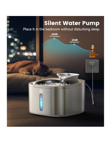 Fuente de Agua para Gatos Oneisall PW03 Acero Inoxidable 3.5L