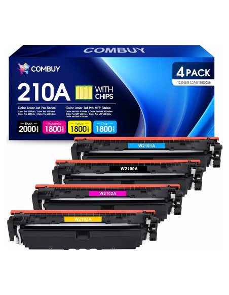 Cartuchos de Tóner 210A COMBUY Paquete de 4 Alto Rendimiento Cartuchos de Tóner 210A COMBUY Paquete de 4 Alto Rendimiento