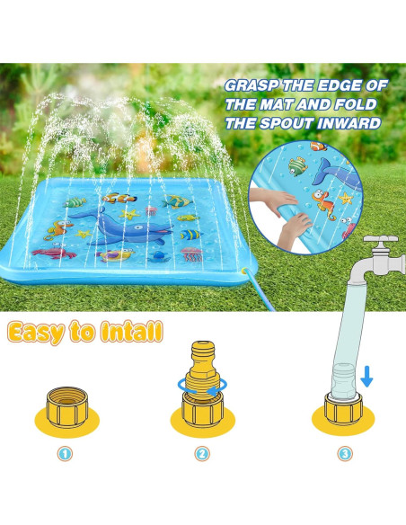 Growsland Tapete Splash para Niños 170 cm, Aspersor de Agua Growsland Tapete Splash para Niños 170 cm, Aspersor de Agua