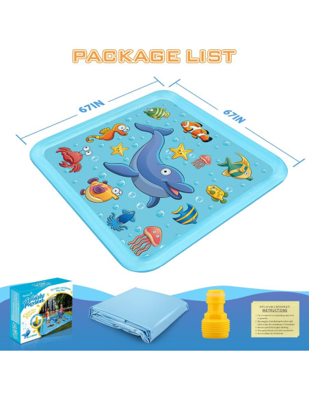 Growsland Tapete Splash para Niños 170 cm, Aspersor de Agua Growsland Tapete Splash para Niños 170 cm, Aspersor de Agua