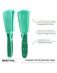 Cepillo Desenredante BESTOOL para Cabello Rizado 3/4abc Verde 2