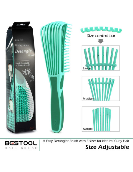 Cepillo Desenredante BESTOOL para Cabello Rizado 3/4abc Verde Cepillo Desenredante BESTOOL para Cabello Rizado 3/4abc Verde