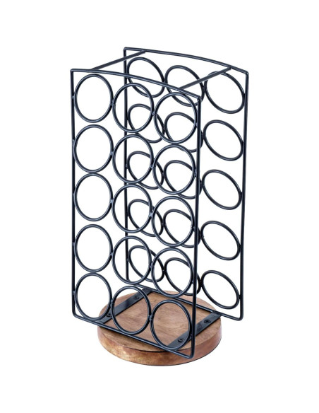 Soporte para cápsulas de café MyGift negro con base de madera Soporte para cápsulas de café MyGift negro con base de madera