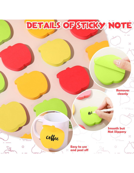 Notas Adhesivas en Forma de Manzana Kolldenn 48 Hojas Multicolor Notas Adhesivas en Forma de Manzana Kolldenn 48 Hojas Multicolor