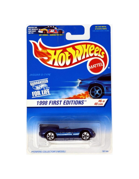 Auto de Colección Hot Wheels Jaguar D-Type Azul 1998 1:64 Auto de Colección Hot Wheels Jaguar D-Type Azul 1998 1:64