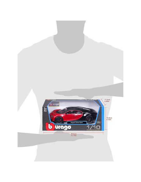 Maisto Bugatti Chiron Sport 1:18 Diecast Negro/Rojo Maisto Bugatti Chiron Sport 1:18 Diecast Negro/Rojo