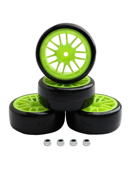 4 Neumáticos y Ruedas RC 1:10 GDOOL 63mm Plástico Verde 4 Neumáticos y Ruedas RC 1:10 GDOOL 63mm Plástico Verde