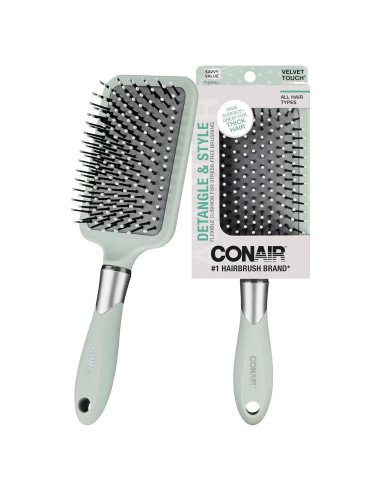 Cepillo Paddle Conair Velvet Touch Verde Salvia - Desenredante