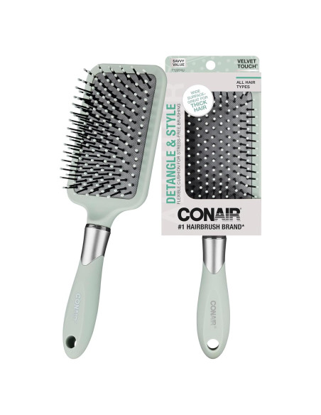 Cepillo Paddle Conair Velvet Touch Verde Salvia - Desenredante Cepillo Paddle Conair Velvet Touch Verde Salvia - Desenredante