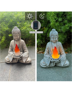 Estatua de Buda Meditador Solar con Luz LED - Decoración de Jardín 2