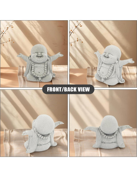 Estatuas de Buda Riendo de Arenisca - 2 Piezas 10.3x8x5.5cm Estatuas de Buda Riendo de Arenisca - 2 Piezas 10.3x8x5.5cm