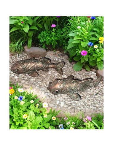 Estatuas de Jardín de Pez Koi Philodwell - Paquete de 2