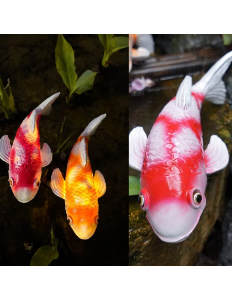 Juego de 2 Estatuas de Koi Solar Tooyuart para Jardín Juego de 2 Estatuas de Koi Solar Tooyuart para Jardín