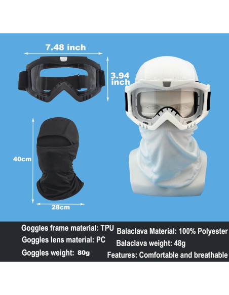 Gafas de Motocross LJDJ Lj22-01bw con Protección UV - 2 Paquetes Gafas de Motocross LJDJ Lj22-01bw con Protección UV - 2 Paquetes