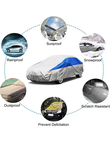 Funda de Coche Deportivo GUNHYI Impermeable 414 cm Plata Funda de Coche Deportivo GUNHYI Impermeable 414 cm Plata