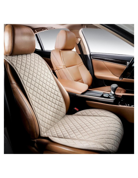 Funda de Asiento de Coche IVICY Beige Suave y Antideslizante Funda de Asiento de Coche IVICY Beige Suave y Antideslizante