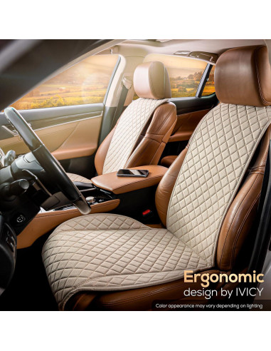 Funda de Asiento de Coche IVICY Beige Suave y Antideslizante