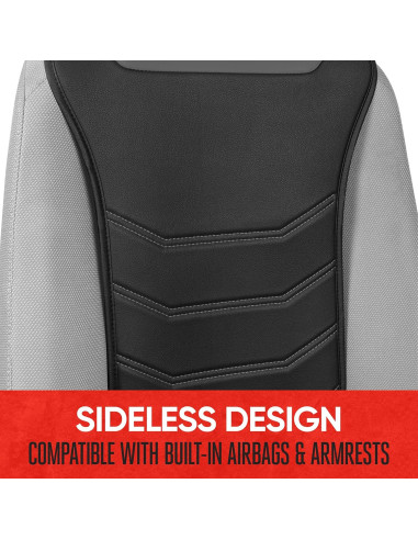 Funda de Asiento LuxeFit Motor Trend - Cuero Sintético Negro/Gris