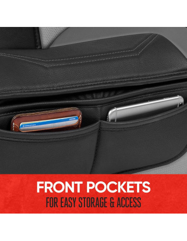 Funda de Asiento LuxeFit Motor Trend - Cuero Sintético Negro/Gris