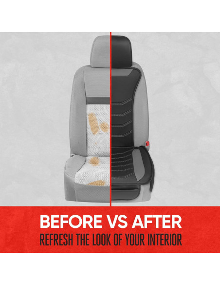 Funda de Asiento LuxeFit Motor Trend - Cuero Sintético Negro/Gris Funda de Asiento LuxeFit Motor Trend - Cuero Sintético Negro/Gris