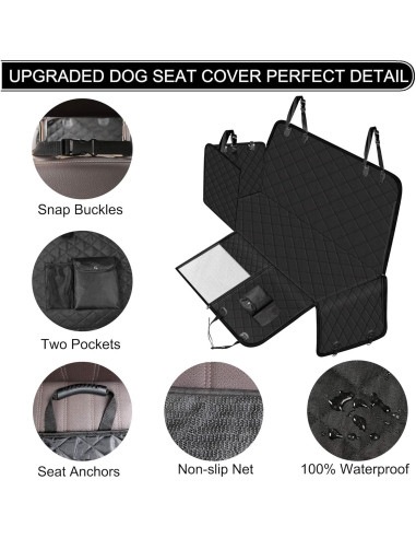 Cubierta de Asiento para Perros Femuar Negra Impermeable 137x147cm