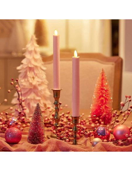Luminara Vela Taper Sin Llama LED Rosa Beige - Paquete de 2 Luminara Vela Taper Sin Llama LED Rosa Beige - Paquete de 2
