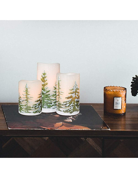 Velas LED Sin Llama Eldnacele 3 Pilares Cera Real 10-15 cm Velas LED Sin Llama Eldnacele 3 Pilares Cera Real 10-15 cm