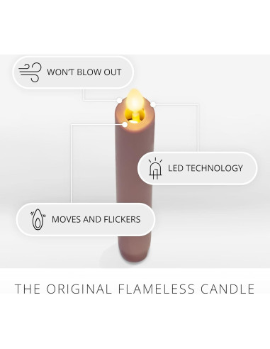 Luminara Vela Taper Sin Llama LED Rosa Beige - Paquete de 2