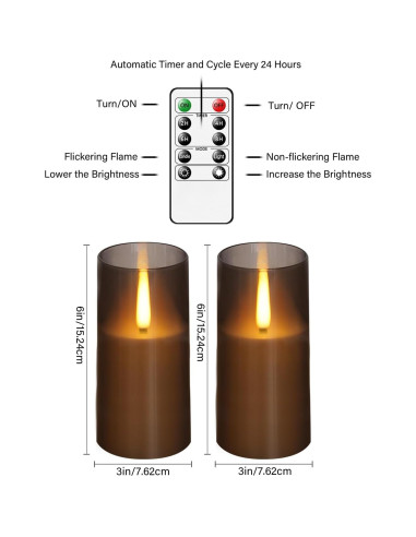 Velas LED sin llama JINYANIA con control remoto y temporizador