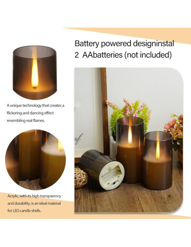 Velas LED sin llama JINYANIA con control remoto y temporizador