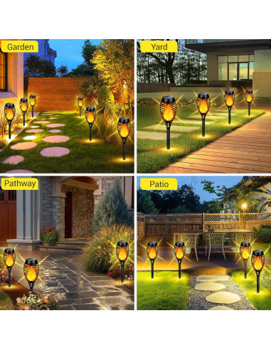 Luces Solares Exteriores AOUNQ, Paquete de 4 Antorchas Tiki LED