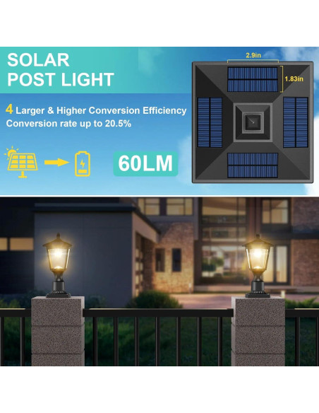Luz de Poste Solar Greluna 3000K IP65 para Jardín y Patio Luz de Poste Solar Greluna 3000K IP65 para Jardín y Patio