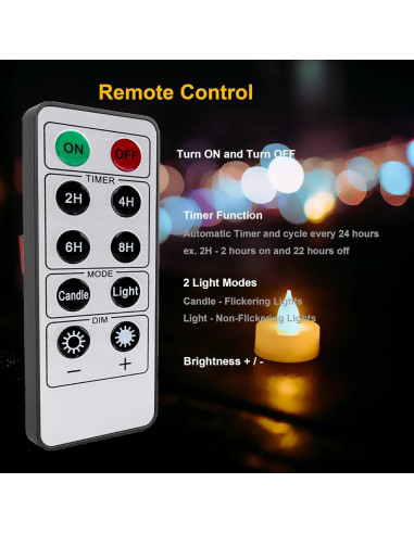 iZAN 6 Velas LED Sin Llama con Control Remoto 3.8x4.1 cm