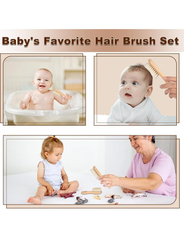 Set de Cepillos para Bebé DEBETOOL - Madera Natural, 2 Paquetes
