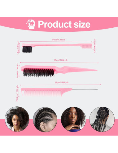 Kit de Cepillos para el Cabello SWEET VIEW - 3 Piezas Rosa