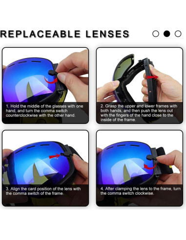 Gafas de Esquí SPOSUNE UV400 Antivaho para Hombres y Mujeres