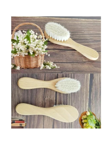 Cepillo para Bebés Molylove 2PCS Madera y Cerdas de Cabra Suaves