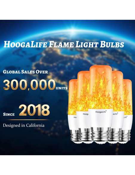 Bombillas LED de Llama HoogaLife E26 - 2 Paquete Efecto Realista Bombillas LED de Llama HoogaLife E26 - 2 Paquete Efecto Realista