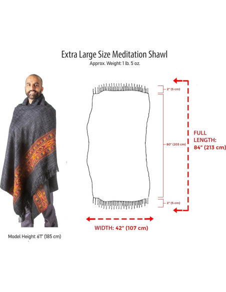 Chal de Meditación Om Shanti Crafts - Lana Vegana 213x101 cm Chal de Meditación Om Shanti Crafts - Lana Vegana 213x101 cm