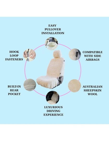 Funda de Asiento de Coche SHEEPSKIN ELITE Piel de Oveja Beige Funda de Asiento de Coche SHEEPSKIN ELITE Piel de Oveja Beige