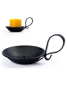 Soporte para Velas de Pilar AGLARY Hierro Negro Mate 11.4cm